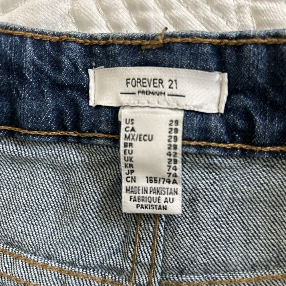 NWT Forever 21 Flare High Rise SlimFit Jeans Women’s 29 Embroidered Daisies Blue - Picture 5 of 14